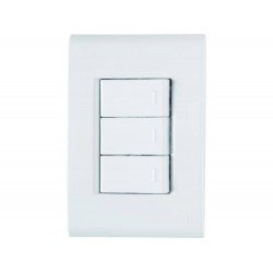 KIT 10 UNI CONJUNTO PLACA 4X2 + 3 INTERRUPTOR PARALELO TERMOPL 10A 250V LINHA LIZ BRANCO TRAMONTINA