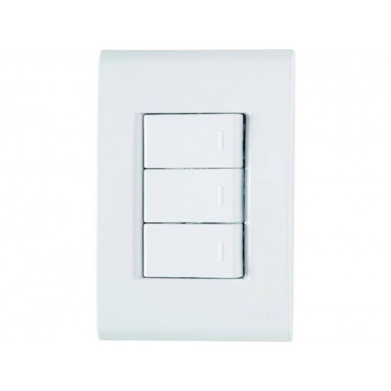 KIT 10 UNI CONJUNTO PLACA 4X2 + 3 INTERRUPTOR PARALELO TERMOPL 10A 250V LINHA LIZ BRANCO TRAMONTINA