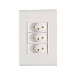 KIT 10 UNI CONJUNTO PLACA 4X2 + 3 TOMADA 2P + T TERMOPL 10A 250V LINHA LIZ BRANCO TRAMONTINA
