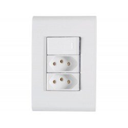 CJ PLACA 4X2 + 1 INTER SIMPLES + 2 TOMADA 2P + T TERMOPL 10A 250V LIZ BRANCO TRAMONTINA