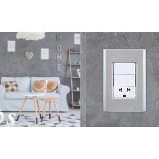 PLACA + SUPORTE 4X2 EM TERMOPLASTICO 3 POSTOS LINHA GIZ FENDI TRAMONTINA