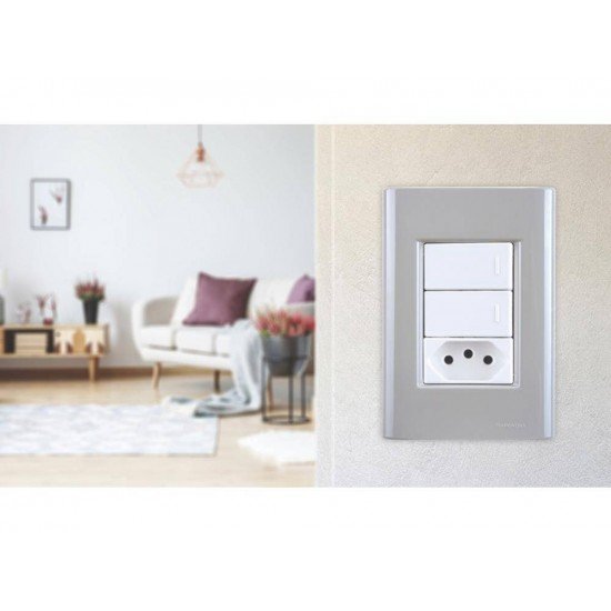 KIT 20 UNI PLACA + SUPORTE 4X2 EM TERMOPLASTICO 3 POSTOS LINHA GIZ PEROLA TRAMONTINA