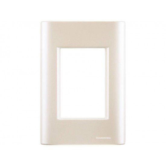 PLACA + SUPORTE 4X2 EM TERMOPLASTICO 3 POSTOS LINHA GIZ PEROLA TRAMONTINA