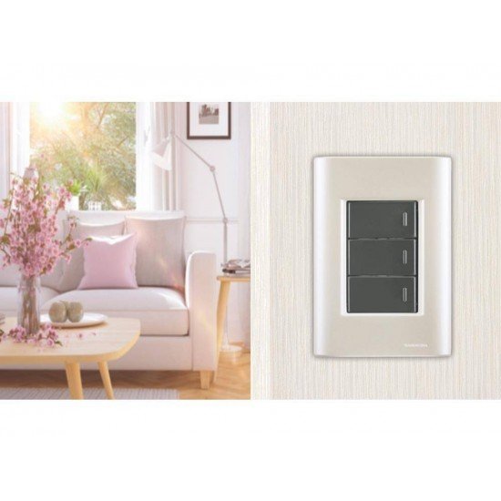 PLACA + SUPORTE 4X2 EM TERMOPLASTICO 3 POSTOS LINHA GIZ PEROLA TRAMONTINA