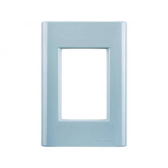 PLACA + SUPORTE 4X2 EM TERMOPLASTICO 3 POSTOS LINHA GIZ AZUL JEANS TRAMONTINA
