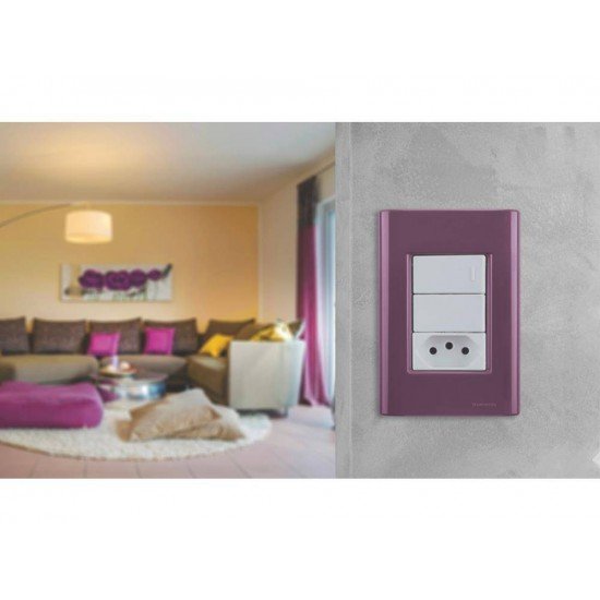 KIT 20 UNI PLACA + SUPORTE 4X2 EM TERMOPLASTICO 3 POSTOS LINHA GIZ PURPURA TRAMONTINA