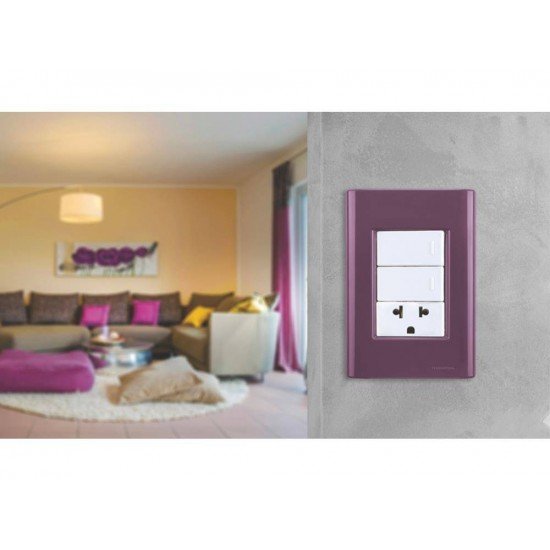 KIT 20 UNI PLACA + SUPORTE 4X2 EM TERMOPLASTICO 3 POSTOS LINHA GIZ PURPURA TRAMONTINA