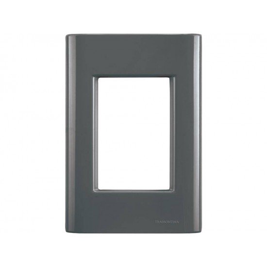 PLACA + SUPORTE 4X2 EM TERMOPLASTICO 3 POSTOS LINHA GIZ GRAFITE TRAMONTINA