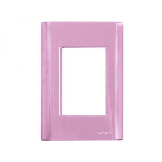PLACA + SUPORTE 4X2 EM TERMOPLASTICO 3 POSTOS LINHA GIZ ROSA TRAMONTINA