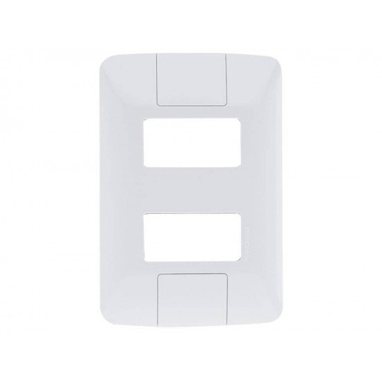 PLACA + TAMPO 4X2 EM TERMOPLASTICO 2 POSTOS AFASTADOS LINHA ARIA BRANCA TRAMONTINA