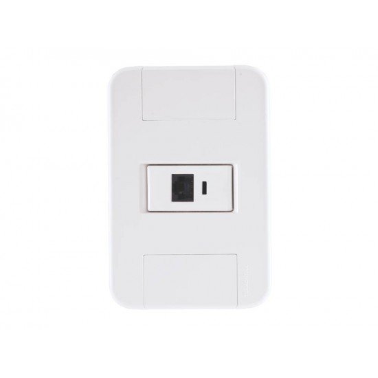 KIT 10 UNI CONJUNTO PLACA 4X2 + 1 TOMADA PARA TELEFONE RJ11 TERMOPL LINHA TABLET BRANCO TRAMONTINA