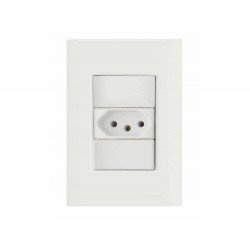 KIT 10 UNI CONJUNTO PLACA 4X2 + 1 TOMADA 2P + T TERMOPL 10A 250V LINHA GIZ BRANCO TRAMONTINA