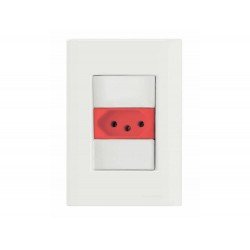 CJ PLACA 4X2 + 1 TOMADA 2P + T VERMELHA TERMOPL 20A 250V LINHA GIZ BRANCO TRAMONTINA