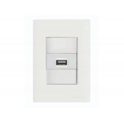 KIT 3 UNI CONJUNTO PLACA 4X2 + 1 TOMADA USB 1,5A EM TERMOPLASTICO LINHA GIZ BRANCO TRAMONTINA BIVOLT
