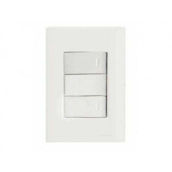 CJ PLACA 4X2 + 2 INTERRUPTOR SIMPLES TERMOPL 10A 250V LINHA GIZ BRANCO TRAMONTINA