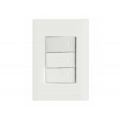 KIT 10 UNI CONJUNTO PLACA 4X2 + 3 INTERRUPTOR SIMPLES TERMOPL 10A 250V LINHA GIZ BRANCO TRAMONTINA