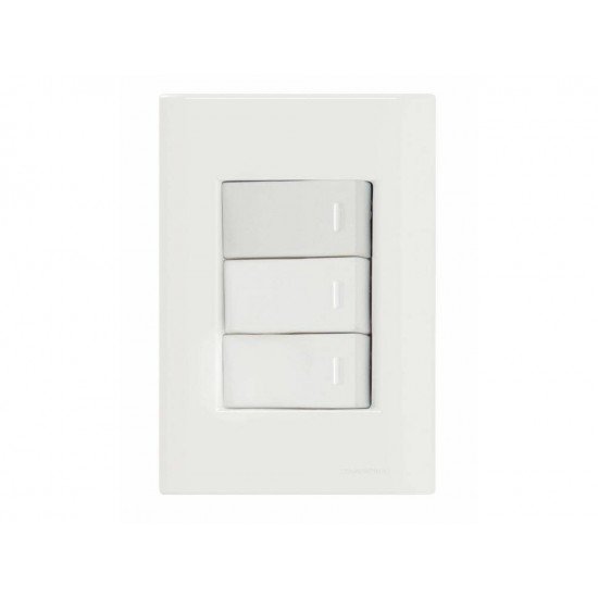 KIT 10 UNI CONJUNTO PLACA 4X2 + 3 INTERRUPTOR SIMPLES TERMOPL 10A 250V LINHA GIZ BRANCO TRAMONTINA
