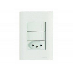 CJ PLACA 4X2+ 2 INTER SIMPLES + 1 TOMADA 2P + T TERMOPL 10A 250V GIZ BRANCO TRAMONTINA