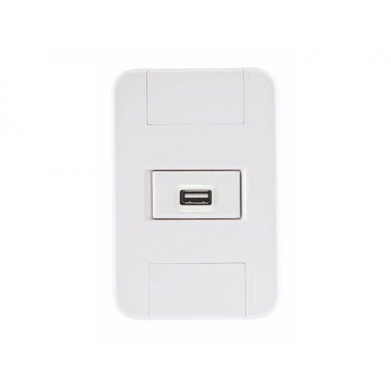 KIT 10 UNI CONJUNTO PLACA 4X2 + 1 TOMADA USB 1,5A TERMOPL LINHA TABLET BRANCO TRAMONTINA BIVOLT