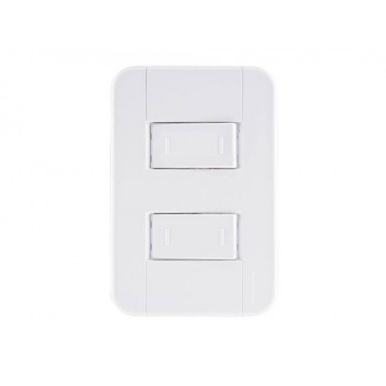 CJ PLACA 4X2 + 2 INTERRUPTOR PARALELO TERMOPL 10A 250V LINHA TABLET BRANCO TRAMONTINA