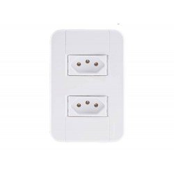 KIT 10 UNI CONJUNTO PLACA 4X2 + 2 TOMADA 2P + T TERMOPL 20A 250V LINHA TABLET BRANCO TRAMONTINA