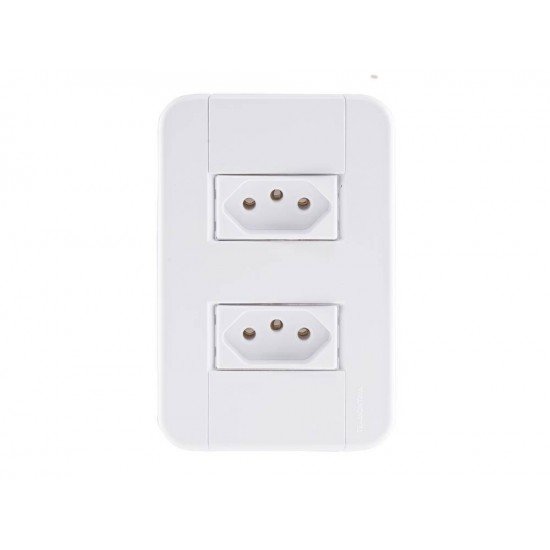 KIT 10 UNI CONJUNTO PLACA 4X2 + 2 TOMADA 2P + T TERMOPL 20A 250V LINHA TABLET BRANCO TRAMONTINA