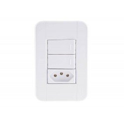 CJ PLACA 4X2 + 2 INTER SIM + 1 TOMADA 2P + T TERMOPL 20A 250V TABLET BRANCO TRAMONTINA