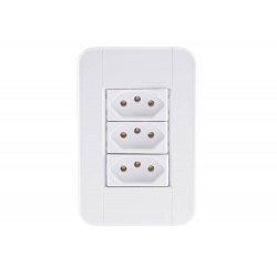 KIT 10 UNI CONJUNTO PLACA 4X2 + 3 TOMADA 2P + T TERMOPL 10A 250V LINHA TABLET BRANCO TRAMONTINA