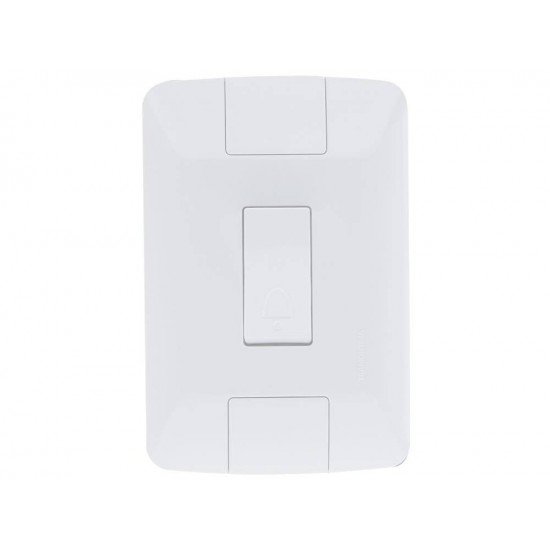 KIT 3 UNI CONJUNTO PLACA 4X2 + 1 PULSADOR CAMPAINHA TERMOPL 6A 250V LINHA ARIA BRANCO TRAMONTINA