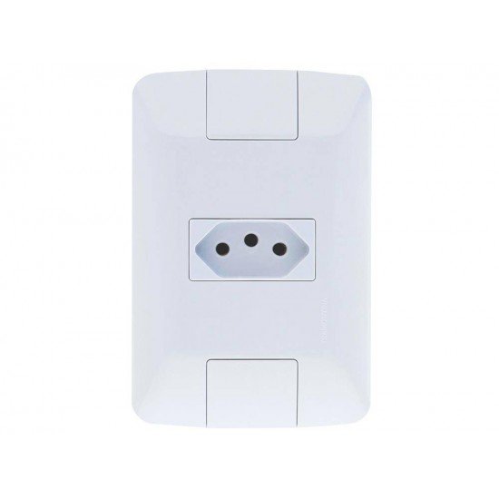 KIT 3 UNI CONJUNTO PLACA 4X2 + 1 TOMADA 2P + T TERMOPL 20A 250V LINHA ARIA BRANCO TRAMONTINA