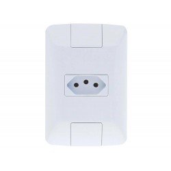 KIT 3 UNI CONJUNTO PLACA 4X2 + 1 TOMADA 2P + T TERMOPL 10A 250V LINHA ARIA BRANCO TRAMONTINA