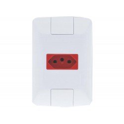 KIT 3 UNI CONJUNTO PLACA 4X2 +1 TOMADA 2P + T VERMELHA TERMOPL 20A 250V LINHA ARIA BRANCO TRAMONTINA