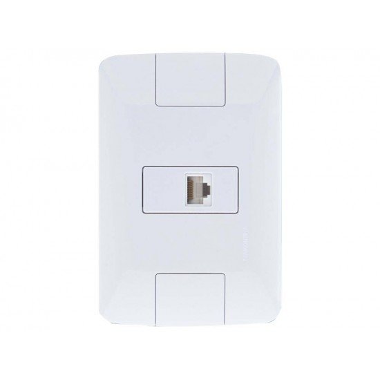 KIT 6 UNI CONJUNTO PLACA 4X2 + 1 TOMADA RJ45 CAT.6 EM TERMOPLASTICO LINHA ARIA BRANCO TRAMONTINA