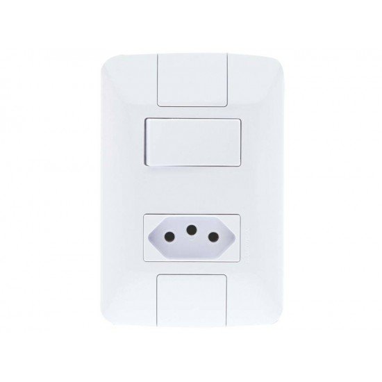 CJ PLACA 4X2 + 1INTER SIMPLES 6A+1 TOMADA 2P + T TERMOPL 20A 250V ARIA BRANCO TRAMONTINA