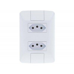KIT 12 UNI CONJUNTO PLACA 4X2 + 2 TOMADA 2P + T TERMOPL 10A 250V LINHA ARIA BRANCO TRAMONTINA