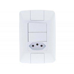 CJ PLACA 4X2 + 2INTER PARALELO 6A+ 1 TOMAD 2P + T TERMOPL 10A 250V ARIA BRANCO TRAMONTINA