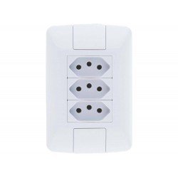 KIT 12 UNI CONJUNTO PLACA 4X2 + 3 TOMADA 2P + T TERMOPL 10A 250V LINHA ARIA BRANCO TRAMONTINA