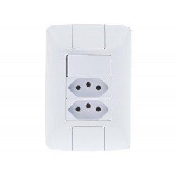 CJ PLACA 4X2 + 1 INTER SIM 6A + 2 TOMADA 2P + T TERMOPL 10A 250V ARIA BRANCO TRAMONTINA