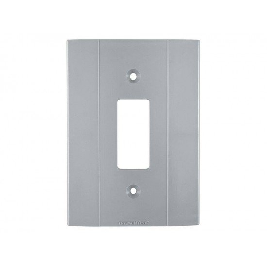 KIT 12 UNI TAMPA 4X2 1 POSTO VERTICAL EM TERMOPLASTICO CINZA ESCURO LINHA PLASTIBOX TRAMONTINA