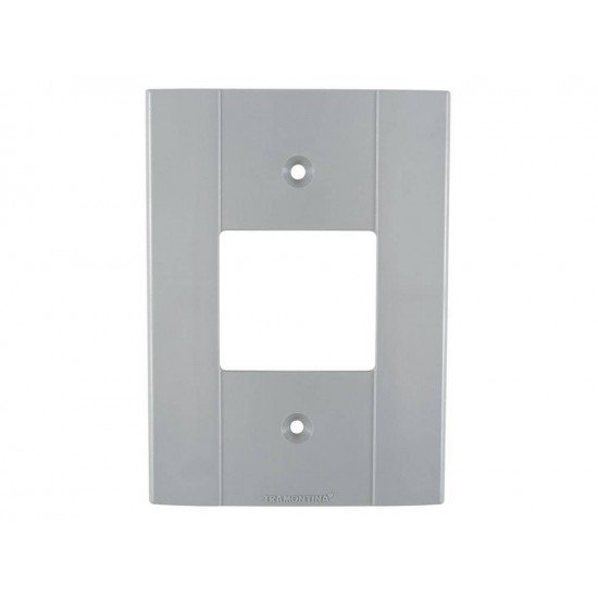 KIT 12 UNI TAMPA 4X2 2 POSTOS JUNTOS EM TERMOPLASTICO CINZA ESCURO LINHA PLASTIBOX TRAMONTINA