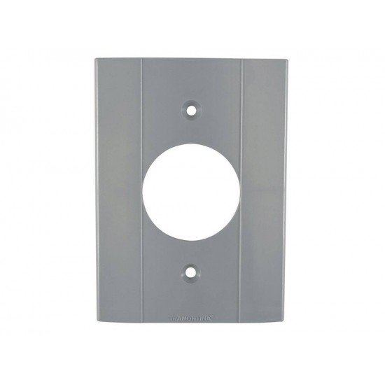 KIT 12 UNI TAMPA 4X2 1 POSTO REDONDO EM TERMOPLASTICO CINZA ESCURO LINHA PLASTIBOX TRAMONTINA