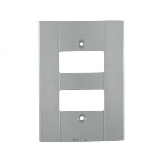 TAMPA 4X2 2 POSTOS AFASTADOS EM TERMOPLASTICO CINZA ESCURO LINHA PLASTIBOX TRAMONTINA