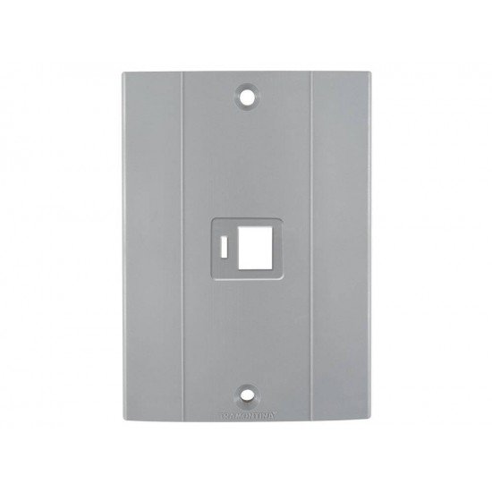 KIT 12 UNI TAMPA 4X2 1 POSTO RJ EM TERMOPLASTICO CINZA ESCURO LINHA PLASTIBOX TRAMONTINA