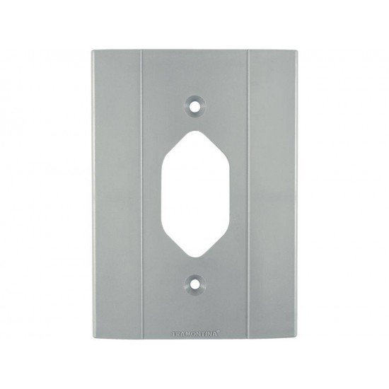 KIT 12 UNI TAMPA 4X2 1 POSTO PARA TOMADA EM TERMOPLASTICO CINZA CLARO LINHA PLASTIBOX TRAMONTINA