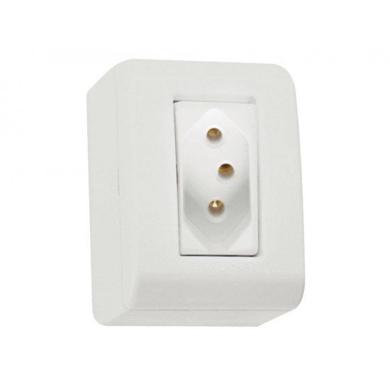 CJ CX+TAMPA + 1 TOMADA 2P + T EM TERMOPLASTICO 20A 250V LINHA LIZFLEX BRANCO TRAMONTINA