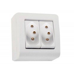 CJ CX+TAMPA + 2 TOMADA 2P + T EM TERMOPLASTICO 10A 250V LINHA LIZFLEX BRANCO TRAMONTINA