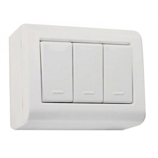 KIT 10 UNI CJ CX+TAMPA + 3 INTERRUPTOR SIMPLES TERMOPL 10A 250V LINHA LIZFLEX BRANCO TRAMONTINA