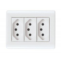 CJ CX+TAMPA + 3 TOMADA 2P + T EM TERMOPLASTICO 20A 250V LINHA LIZFLEX BRANCO TRAMONTINA