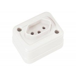 CAIXA DE SOBREPOR EM TERMOPLASTICO + TOMADA 2P + T COMP MET 10A 250V BRANCA TRAMONTINA