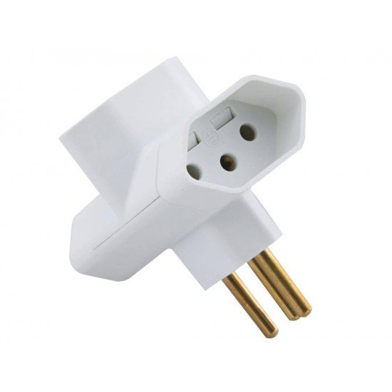 PLUGUE T 2P + T EM TERMOPLASTICO COM COMPONENTES METALICOS 10A 250V BRANCO TRAMONTINA